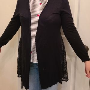 Long cardigan duster lace layering black